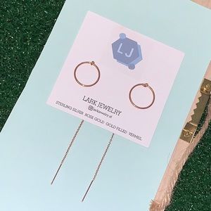 Rose gold circle threader earrings